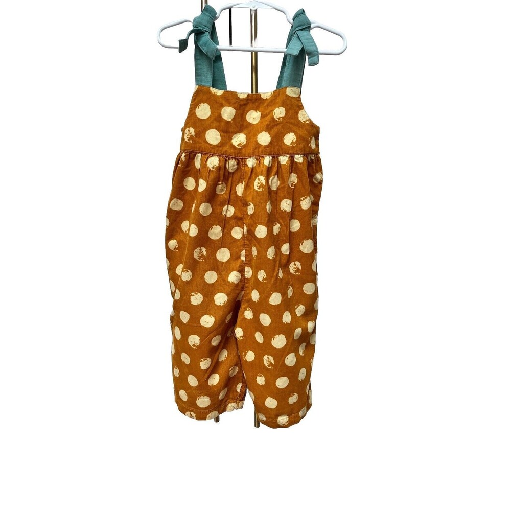 Open Edit Corduroy Mustard Polka Dot Jumper in Girl's Sz 3 Stitched Ribbon Tie